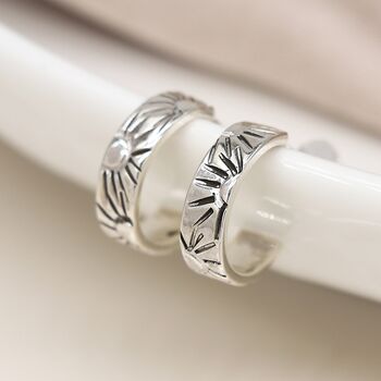 Sterling Silver Sunbeam Hoop Earrings, 2 of 5