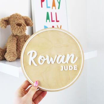 Personalised Name Round Wooden Sign, 4 of 5