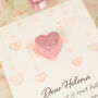 Personalised Pink Glitter Resin Pocket Heart Hug In The Post, thumbnail 2 of 5