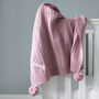 Personalised Cable Knit Pom Pom Blanket Dusty Pink, thumbnail 9 of 10