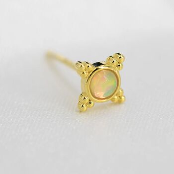 Three Dot And Opal Stud Earrings In Sterling Silver, 5 of 12