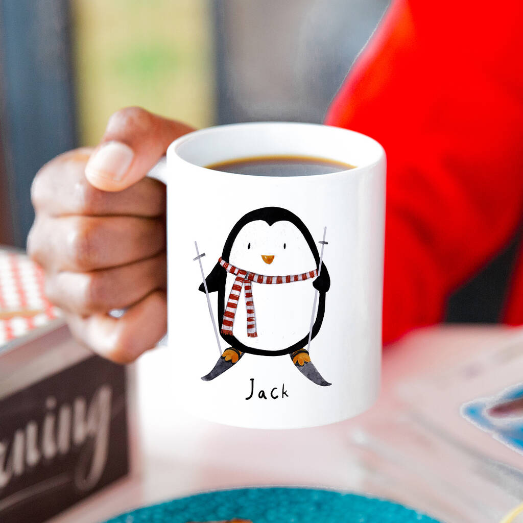 Personalised Penguin Christmas Mug, 1 of 11