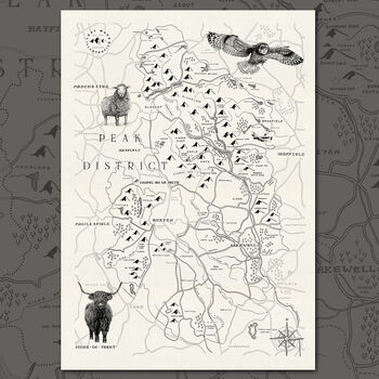The Peak District Illustrated Map Print, 8 of 9