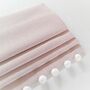 Soft Pink Roman Blind With White Pom Pom Trim, thumbnail 1 of 5