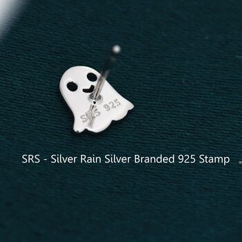 Sterling Silver Cute Little Ghost Stud Earrings, 3 of 10