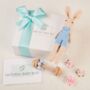 Crochet Bunny And Wooden Baby Rattle Gift Box, thumbnail 2 of 12