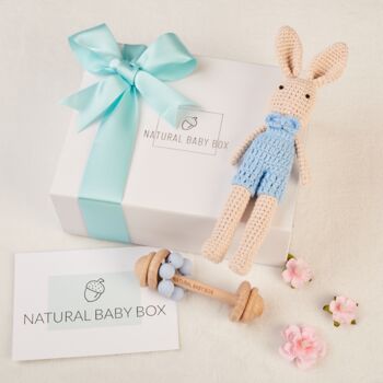Crochet Bunny And Wooden Baby Rattle Gift Box, 2 of 12