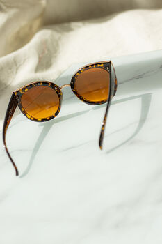 Brown Tortoise Shell Gold Rim Cat Eye Sunglasses, 4 of 6