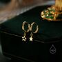 Mismatched Star Dangle Huggie Hoop Earrings, thumbnail 4 of 12