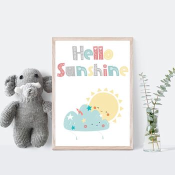 'Hello Sunshine' Nursery Typography Print, 6 of 6