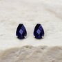 Mini Sterling Silver Teardrop Sapphire Stud Earrings, thumbnail 4 of 8