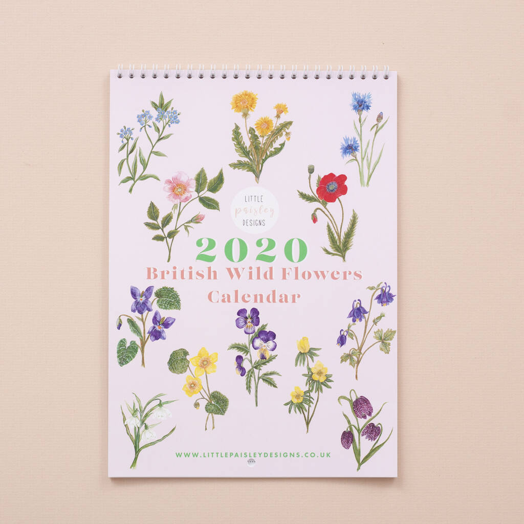 british wildflowers a4 wall calendar by little paisley designs