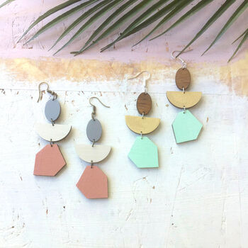 Statement Geometric Abstract Wooden Earrings, 4 of 4