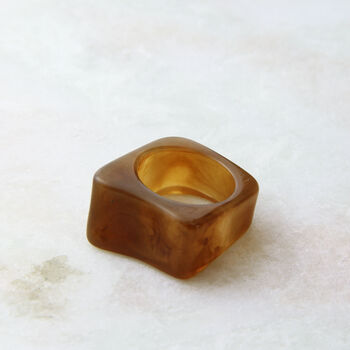 Amber Coloured Lucite Geometric Ring, 2 of 8