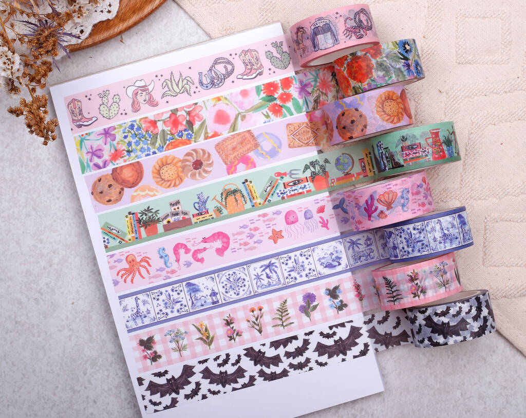 Mixed Washi Tape Set, Eco Friendly Paper Masking Tape, 10 Meter Rolls, 1 of 10