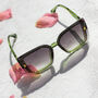 Front Lens Glitter Butterfly Sunglasses In Green, thumbnail 3 of 4