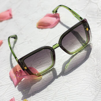 Front Lens Glitter Butterfly Sunglasses In Green, 3 of 4