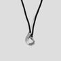 Wave Silver Pendant Cord Necklace In Rhodium Plated Sterling, thumbnail 5 of 7