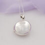 Engraved Birthflower Round Sterling Silver Locket, thumbnail 4 of 12
