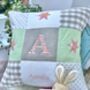 Personalised Alphabet Cushion Peach And Mint, thumbnail 4 of 12