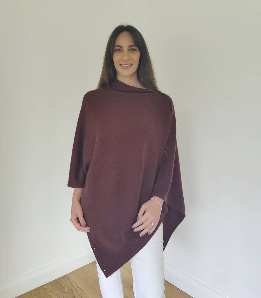 Personalised Dark Brown 100% Cashmere Poncho Gift Boxed, 1 of 9