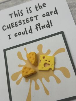 Cheese Polymer Clay Birthday Card Handmade, 9 of 12