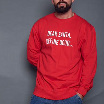 Men's Dear Santa Define Good Christmas Jumper, 4 of 6