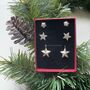 Christmas Star Sterling Silver Earrings Set Of Three, thumbnail 1 of 3