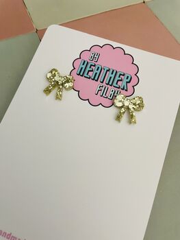 Bow Statement Stud Glitter Earrings, 8 of 10