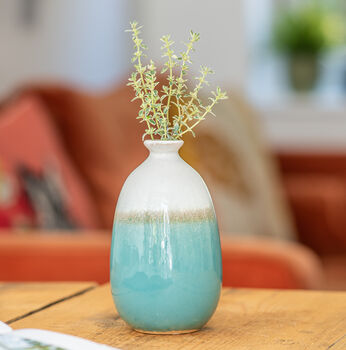 Stoneware Ombre Turquoise Vase, 5 of 5