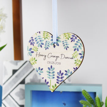 New Baby Wooden Heart Decoration Letterbox Gift, 2 of 8