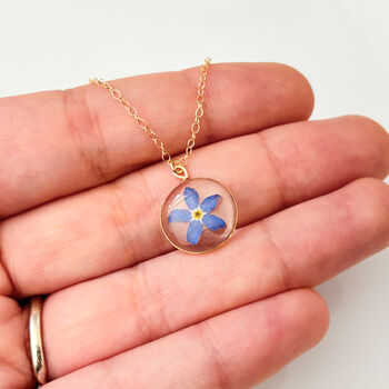 Gold Forget Me Not Necklace And Earrings Set, 4 of 7