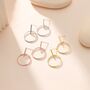 Sterling Silver Large Dangle Circle And Bar Stud Earrings, thumbnail 3 of 10