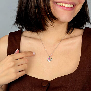 Ruby Gemstone Heart Romantic Love Silver Necklace, 4 of 4