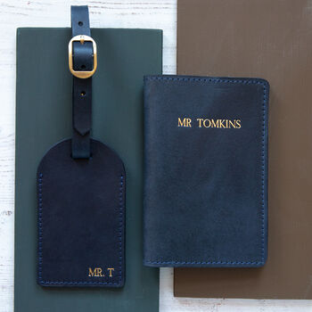 Personalised Leather Passport Cover And Luggage Label, 5 of 12