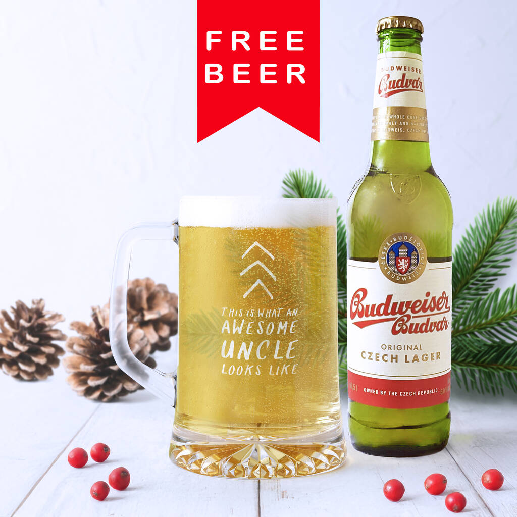 'Awesome Uncle' Beer Tankard Glass, 1 of 6