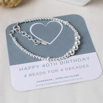 40th Birthday Bracelet, Beatrice, Sterling Silver, 3 of 6