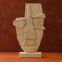 Geometric Travertine African Mask Sculpture, thumbnail 1 of 2