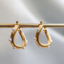 Non Tarnish Twisted Hoop Earrings With Inlaid Pearls, thumbnail 7 of 10