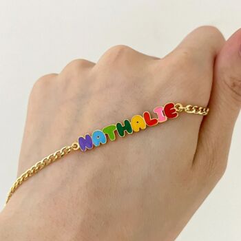 Custom Colored Enamel Name Charm Bracelet, 3 of 11