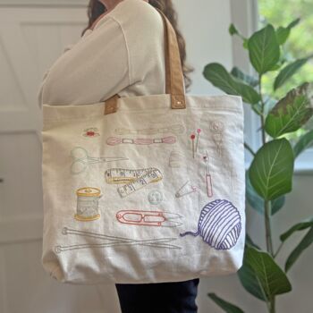 Stitch Your Craft Tools Tote Bag Diy Embroidery Kit, 3 of 11