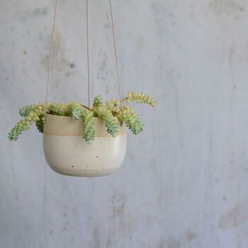 Handmade Stone Hanging Ceramic Planter, 3 of 9