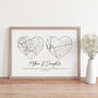 Long Distance Mother's Day Map Print, Personalised Map Gift, Present For Mum, thumbnail 1 of 4