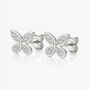 Rose Gold Or Silver Butterfly Stud Earrings With Stones, thumbnail 1 of 6