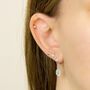 Sterling Silver Seafoam Chalcedony Huggie Hoop Earrings, thumbnail 2 of 8