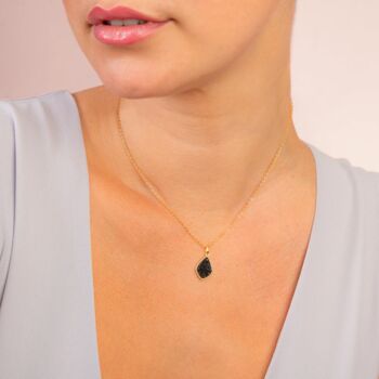 Black Druzy Crystal 18k Gold Plated Necklace, 2 of 5