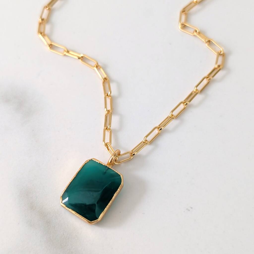 The Rectangle Green Onyx Necklace, 1 of 10