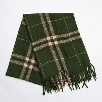 Green Traditional Check Heavyweight Scarf, 3 of 5