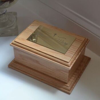 Personalised Wooden Urn For Ashes Custom Oak Urn For Humans And Pets, 5 of 5