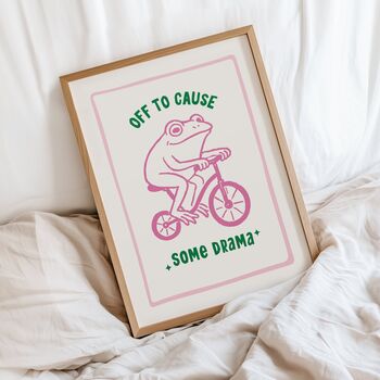 Off To Cause Some Drama Frog Print, 2 of 3